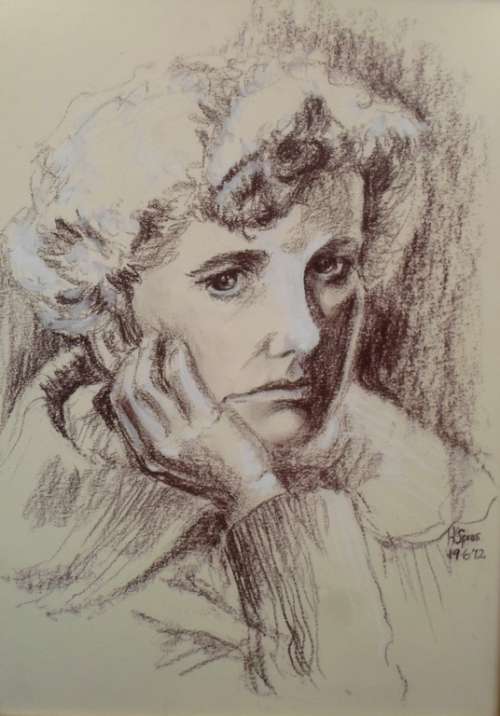 H Spies - Portrait - Pensive woman -  A stunning detailed drawing! Giveaway price! Bid now!!