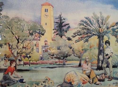 Walter Battiss - Rhodes University The Clock Tower - A beautiful print! Low price, bid now!