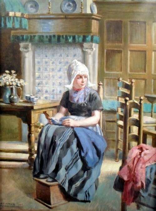 KV Mayr - Seated lady drinking tea