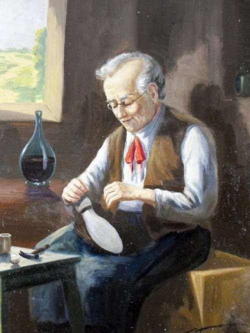 G Franco - Shoemaker - A beautiful oil painting! Giveaway price, bid now!
