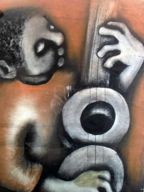 David Mbele - Musician - A beautiful mixed media - Low price, bid now!
