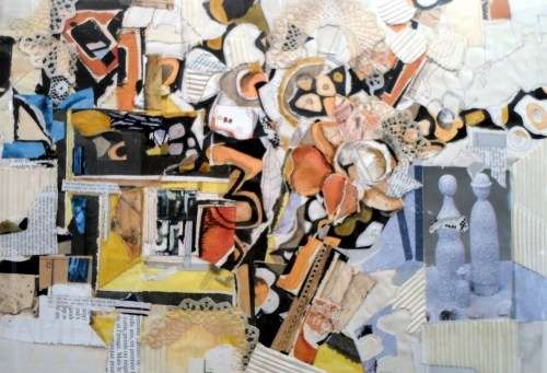 Naama Nothman - Abstract - Collage - A beautiful art piece! Rarely on the market, bid now!