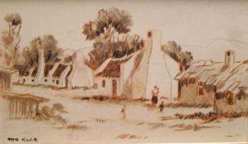 Otto Klar - Farmscene - A magnificent painting! Bid now!