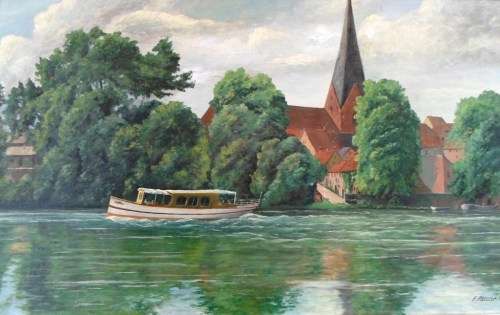 F Rossler - Lake scene with church