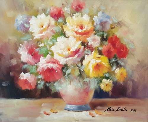 Linda Grobler - Still life - Flowers - Magnificent investment art!! - Bid now!