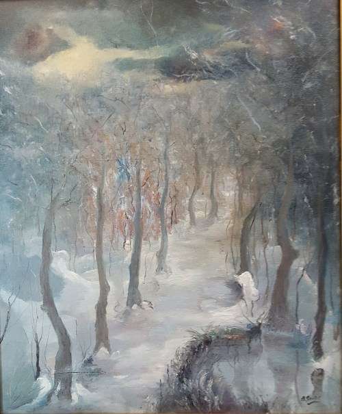 Alba Gentili - Tree lined road with snow