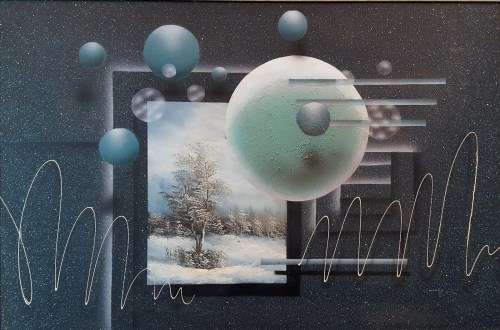 Space abstract - A beautiful acrylic painting! Giveaway price, bid now!