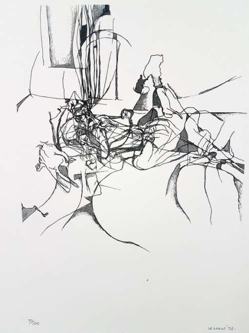 Ulrich Louw - Abstract - Limited edition Litho offset from drawing - Investment art! Bid now!