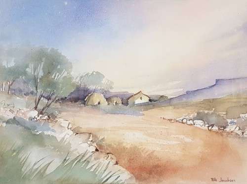 Rita Jacobson - Rural village - A beautiful painting! Low price, bid now!