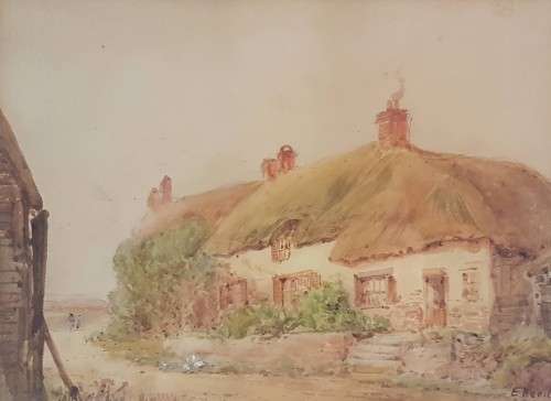 E Nevil - Village scene