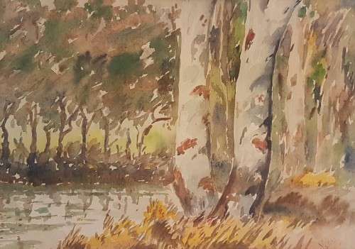 Yates - Pair of watercolor trees