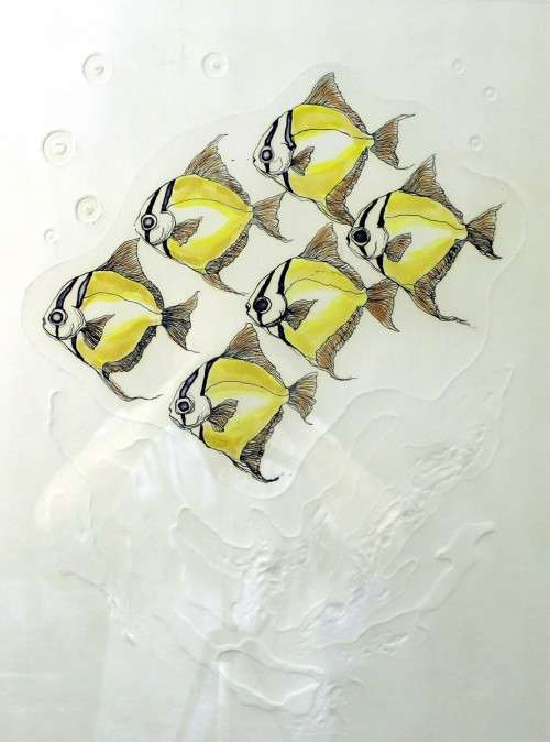 Cynthia December. (USA Artist). `Coral Reef III` - Embossed lithograph