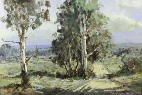 Gian Piero Garizio - Dirt road with tall trees