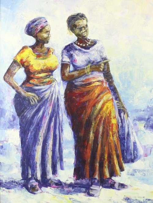 Barry Lungu - Women talking - Magnificent! -  Zimbabwe's nr 1 artist - Giveaway price, bid now!