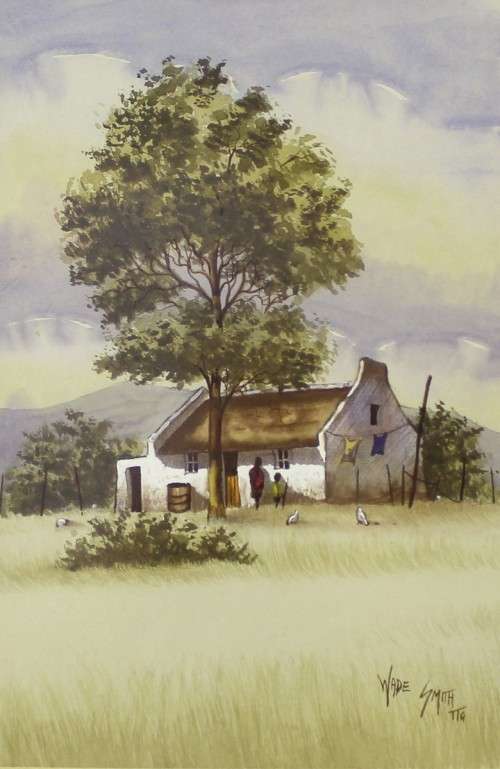 Wade Smith - Farmhouse with tall tree - A beautiful painting! - Bid now!