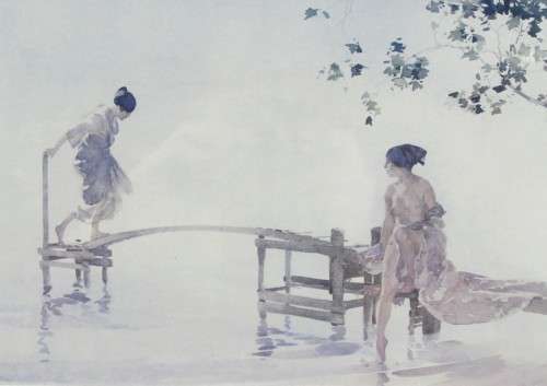 Russel Flint - Maidens on the pier - A classic print from this Master artist! Low price, act fast