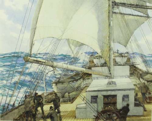 Montague Dawson - Renowned American artist - Sailboat