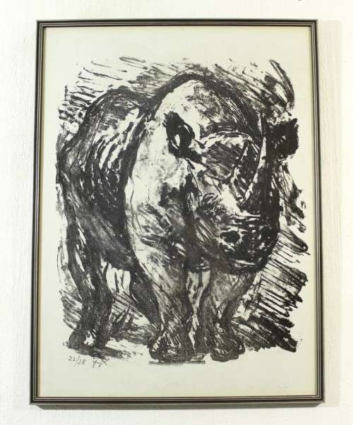 Fritz Krampe - Rhino - A beautiful work! Do not miss out, bid now! *Free courier!