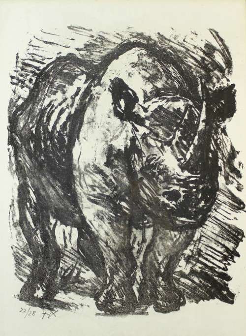 Fritz Krampe - Rhino - A beautiful work! Do not miss out, bid now! *Free courier!
