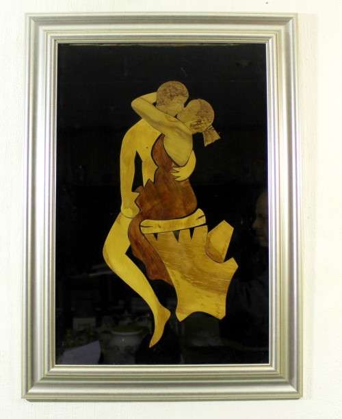 Embrace - Wood incised panel