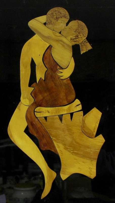 Embrace - Wood incised panel