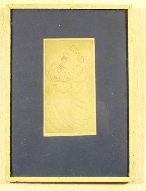 Grethe Schonken - Herero woman dancing - Dry point