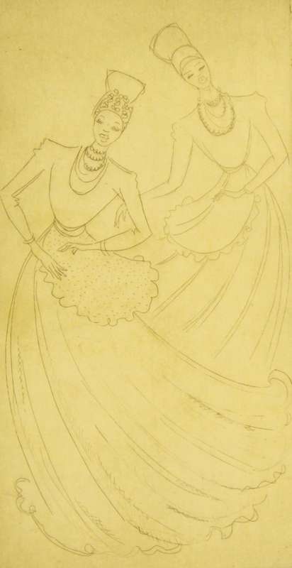 Grethe Schonken - Herero woman dancing - Dry point
