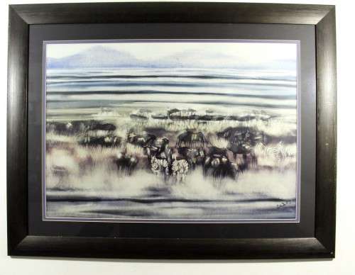 Gordon Vorster - Buffalo and Zebra's - A real stunner!! 85cm x 60cm - Bid now!!