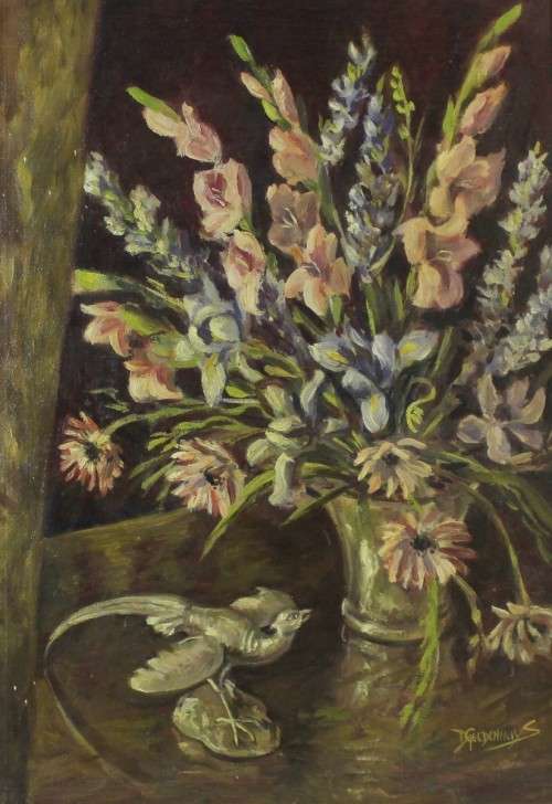 D Geldenhuys - Still life oil