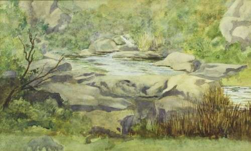 Rock pool - Unsigned water color painting