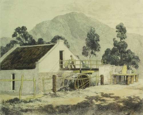 Reg Jordan - Etching - The water wheels, Prince Albert