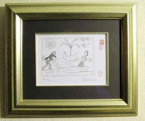 Pieter van der Westhuizen - Vrede op Aarde - A beautiful etching! Bid now! *Free courier!
