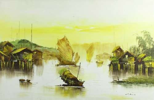 Chan - Oriental boat scene