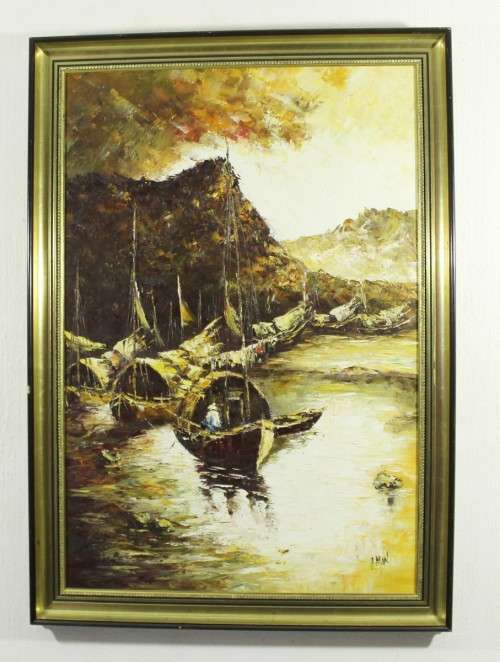 P Man - Oriental boat scene