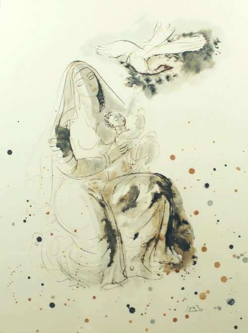 Izik Nubin - Mother, child, dove