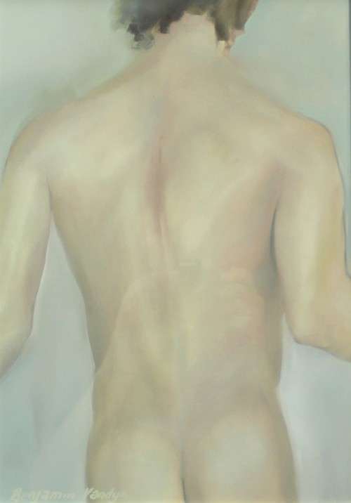 Benjamin Vandyk - Male nude back - A stunning work! - Low price! - Bid now!