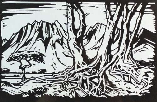 Pierneef - Treetrunks and mountains - A beautiful photo lithograph!! Bid now!