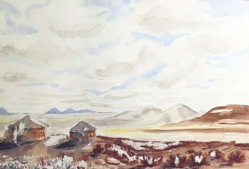 DV Bormann - Rondavels in a landscape
