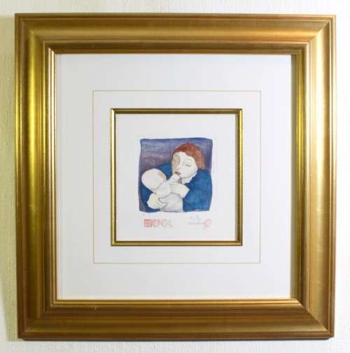 Pieter van der Westhuizen - Mother and baby - A beautiful etching! Bid now! *Free courier!