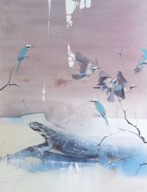 Keith Joubert - limited edition litho - white fronted bee-eater