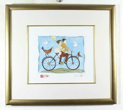 Pieter van der Westhuizen - Bicycle - A beautiful etching! Bid now! *Free courier!