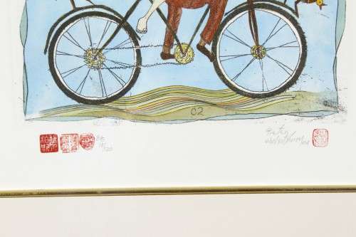 Pieter van der Westhuizen - Bicycle - A beautiful etching! Bid now! *Free courier!