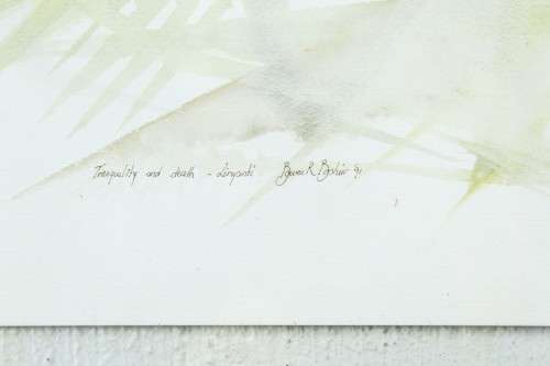 Bowen R Boshier - Tranquility and Death - Linyanti - A beautiful watercolor! Bid now!