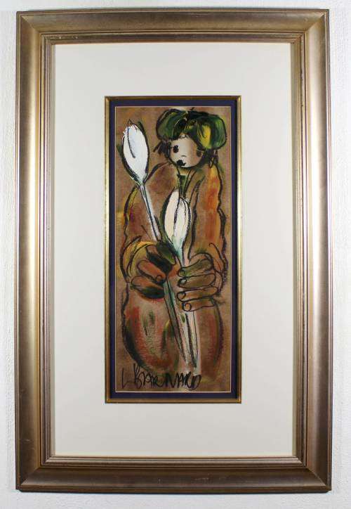 Lynette Barnard - Figure with tulips - A beautiful painting!! Bid now!!