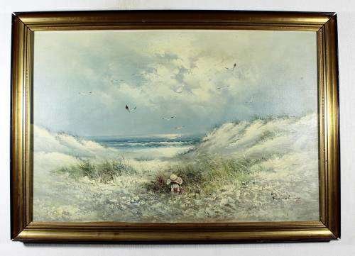 Romei - Little girl on the beach - A lovely painting!! Bid now!!
