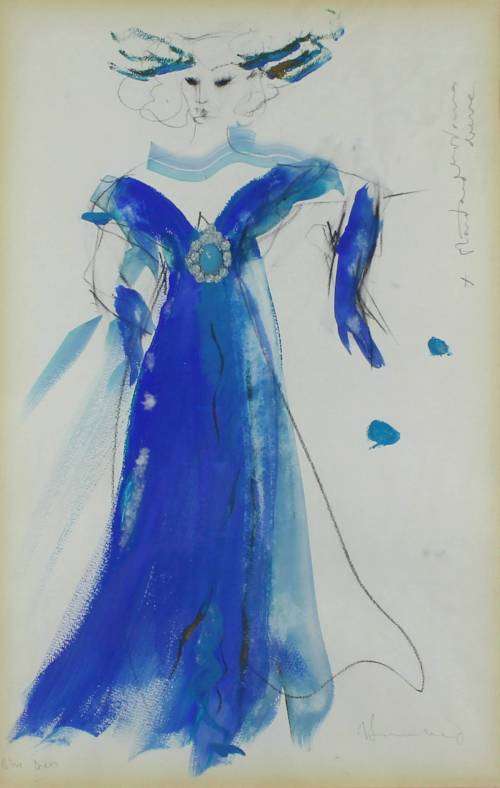 Fashion print - Retro chic with a lady in a blue dress