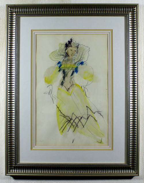 Fashion print - Retro chic with a lady in a yellow dress