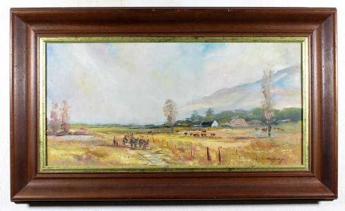 Errol Norbury - Farmscene with donkey cart