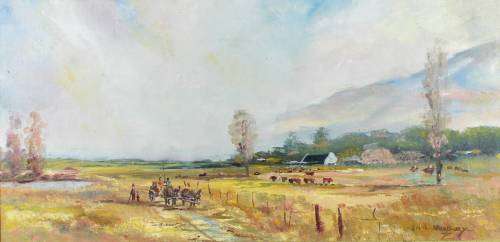 Errol Norbury - Farmscene with donkey cart