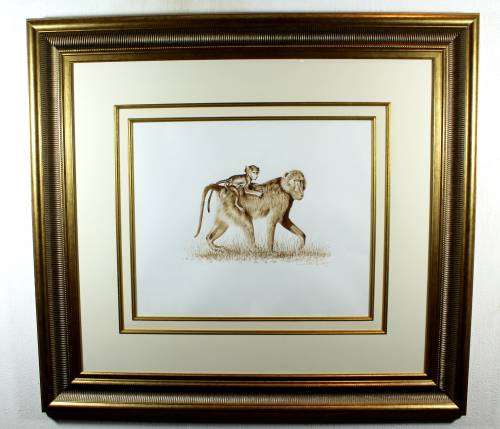 Martin Koch - Baboon and baby - Sepia